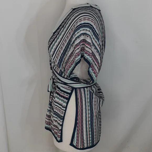 Masoni Tweed striped blouse blue pink size 46 us size 6 - Picture 4 of 9